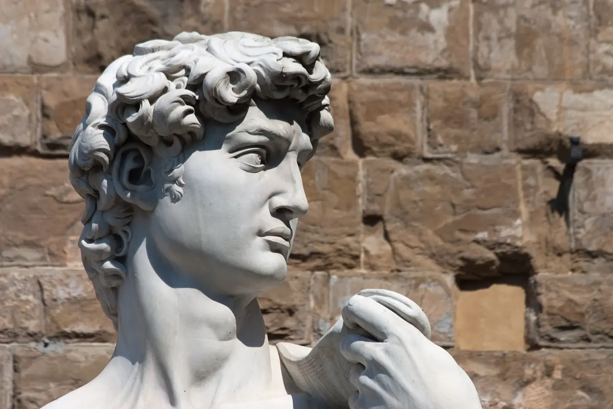 The head of the marble copy on Piazza della Signoria