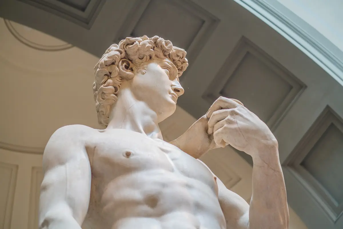 Michelangelo's David seen from below