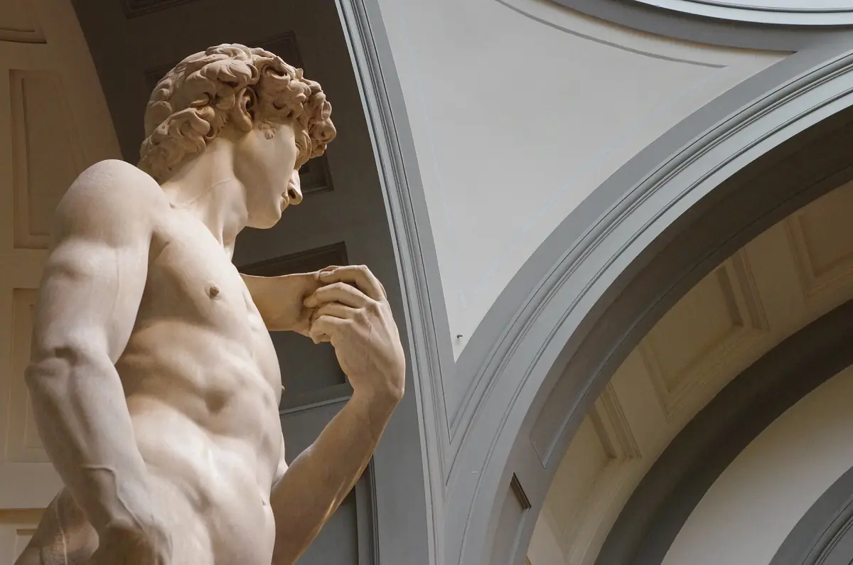 The David in half figure under the Tribuna arches