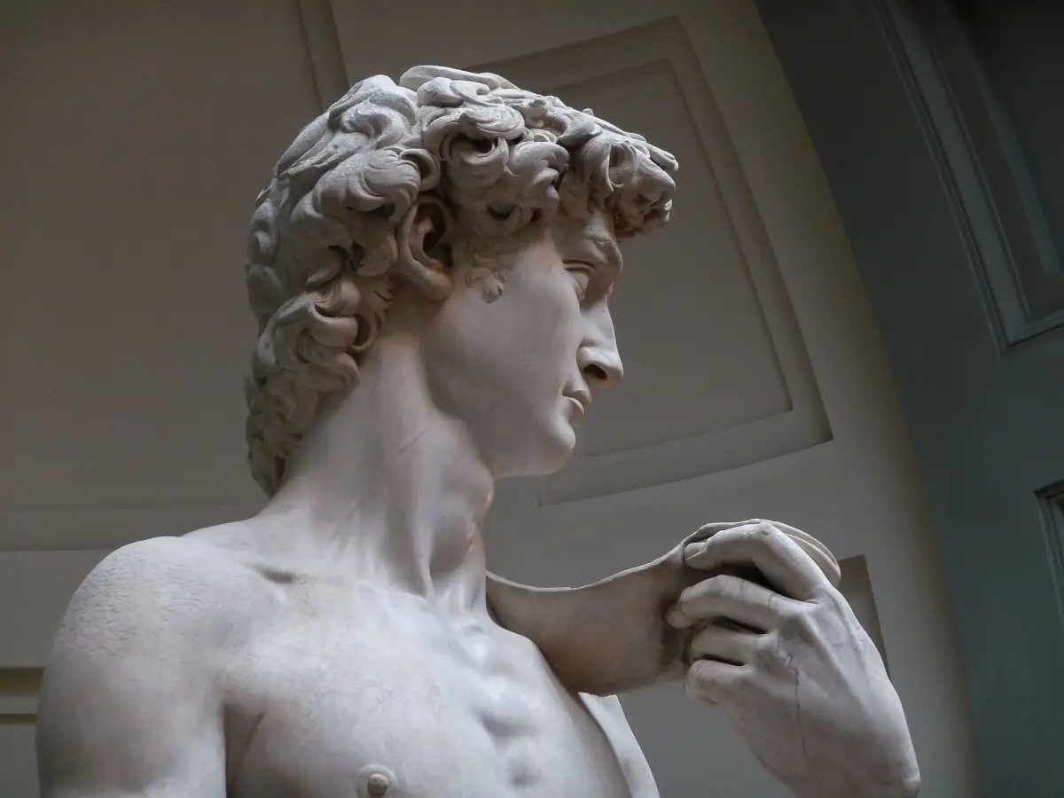 The head and hand of Michelangelo's David