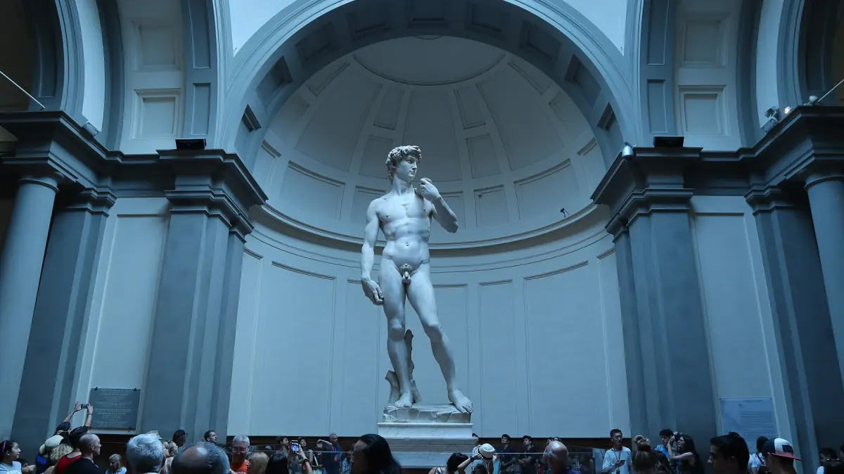 Michelangelo's David in the Tribuna of the Galleria dell'Accademia